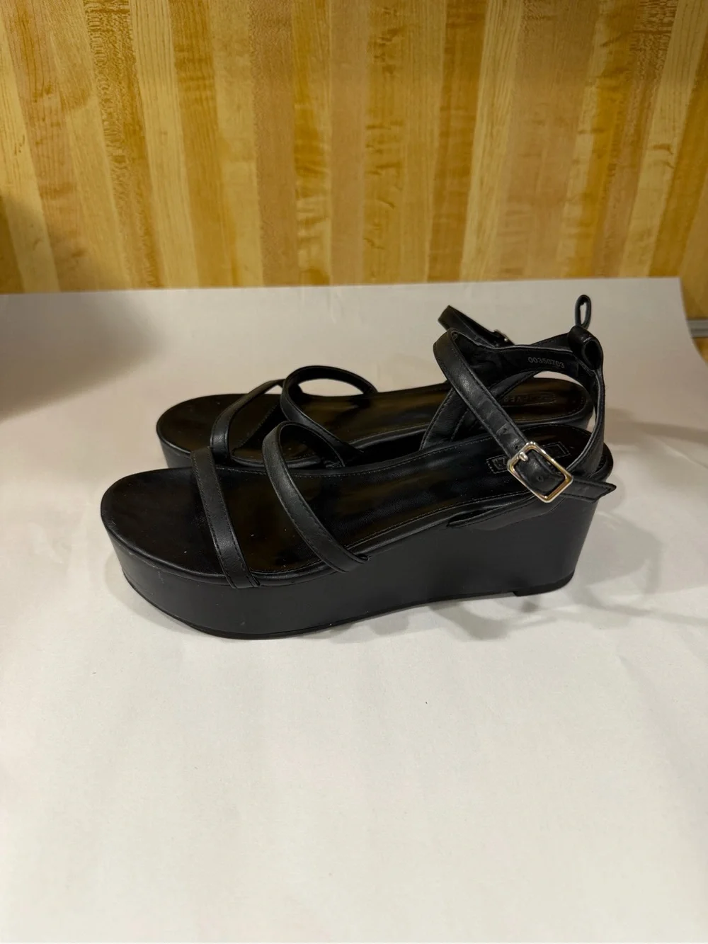 Black Platform Strappy Sandals for Women